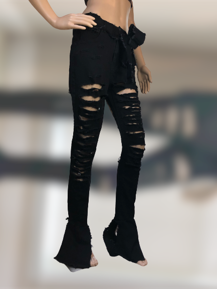 Bad Barbie Distressed Denim (blk)